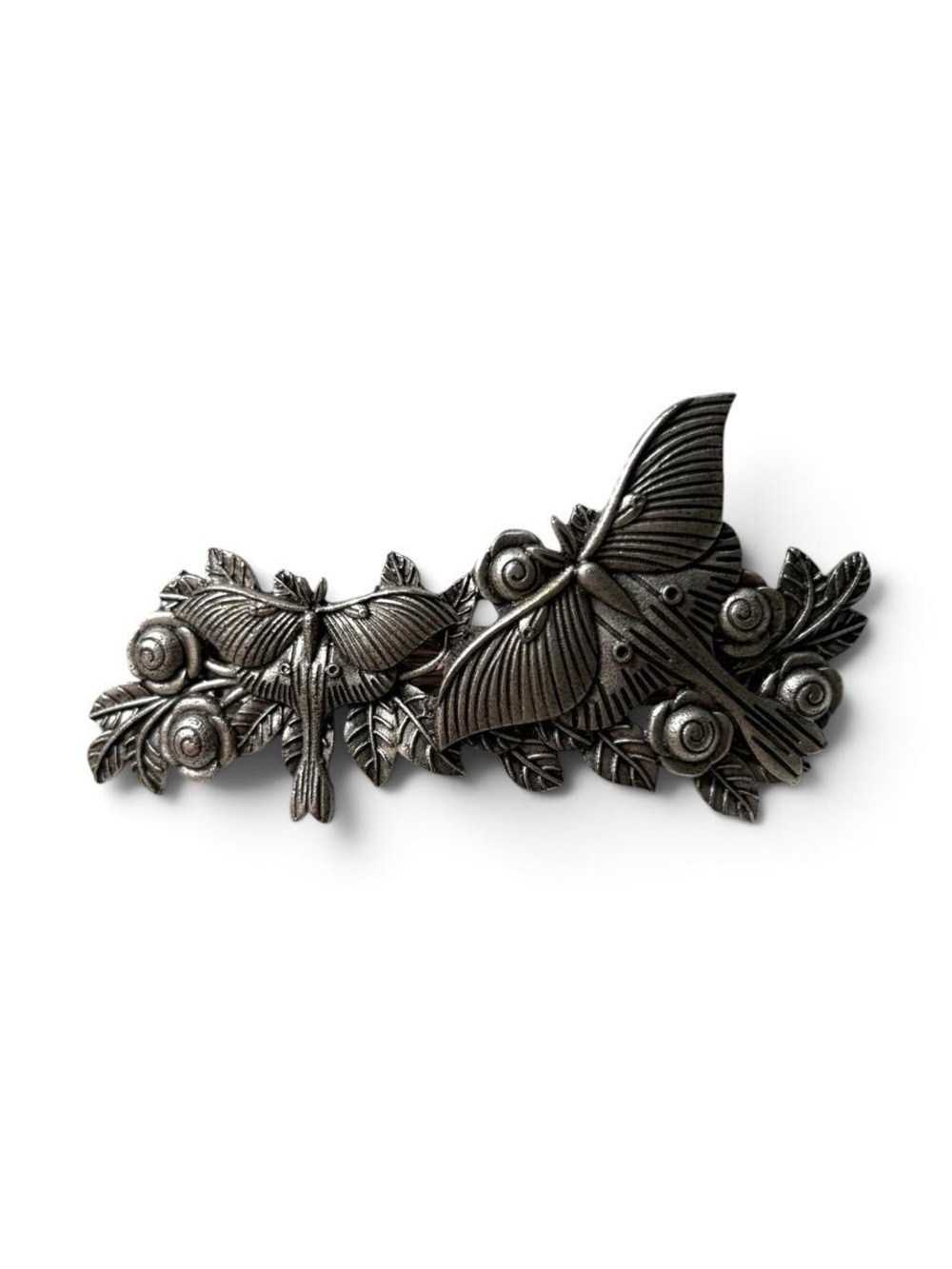 Antique-Style Black Metal Moth Barrette